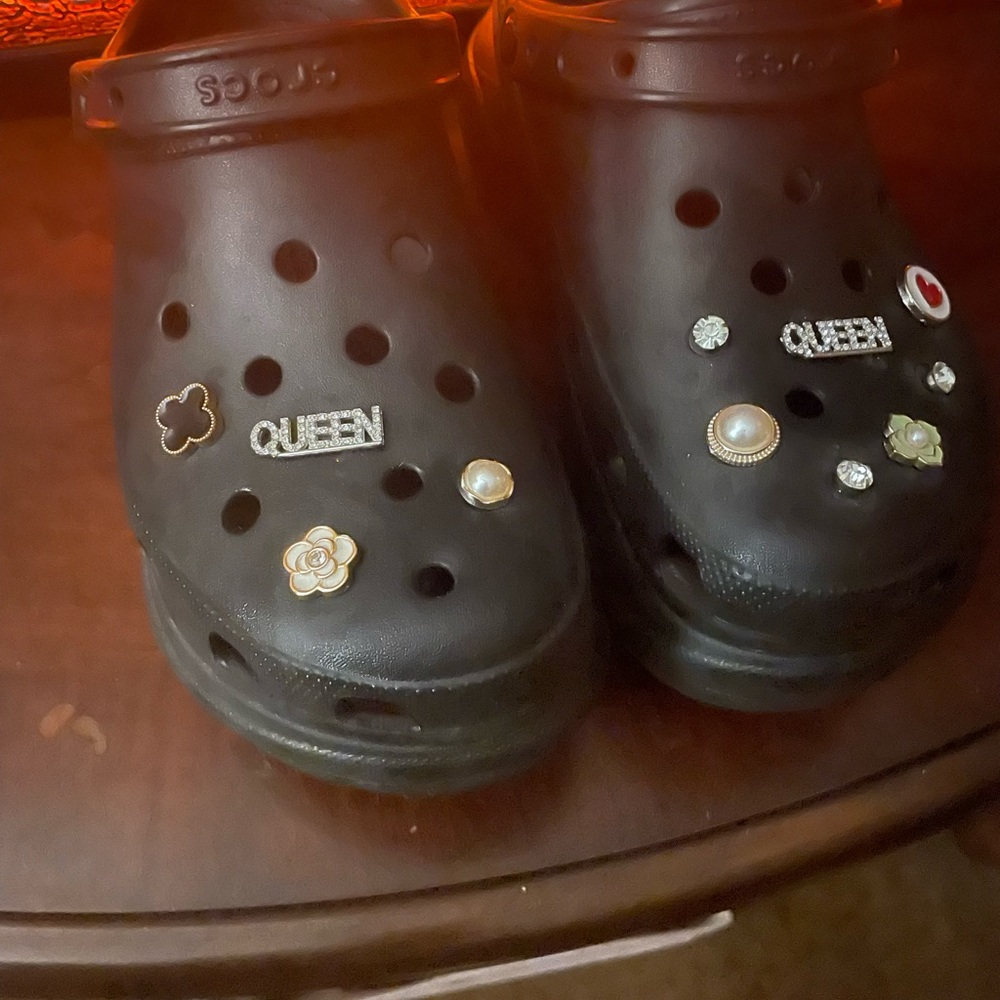 Croc Bae platform heel clogs.